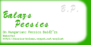 balazs pecsics business card